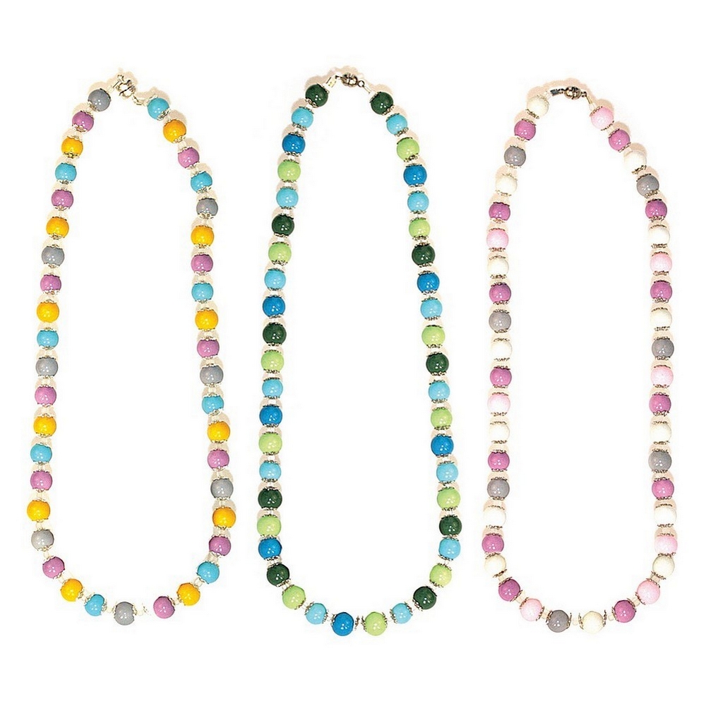 Bead string necklace glass bead battenburg