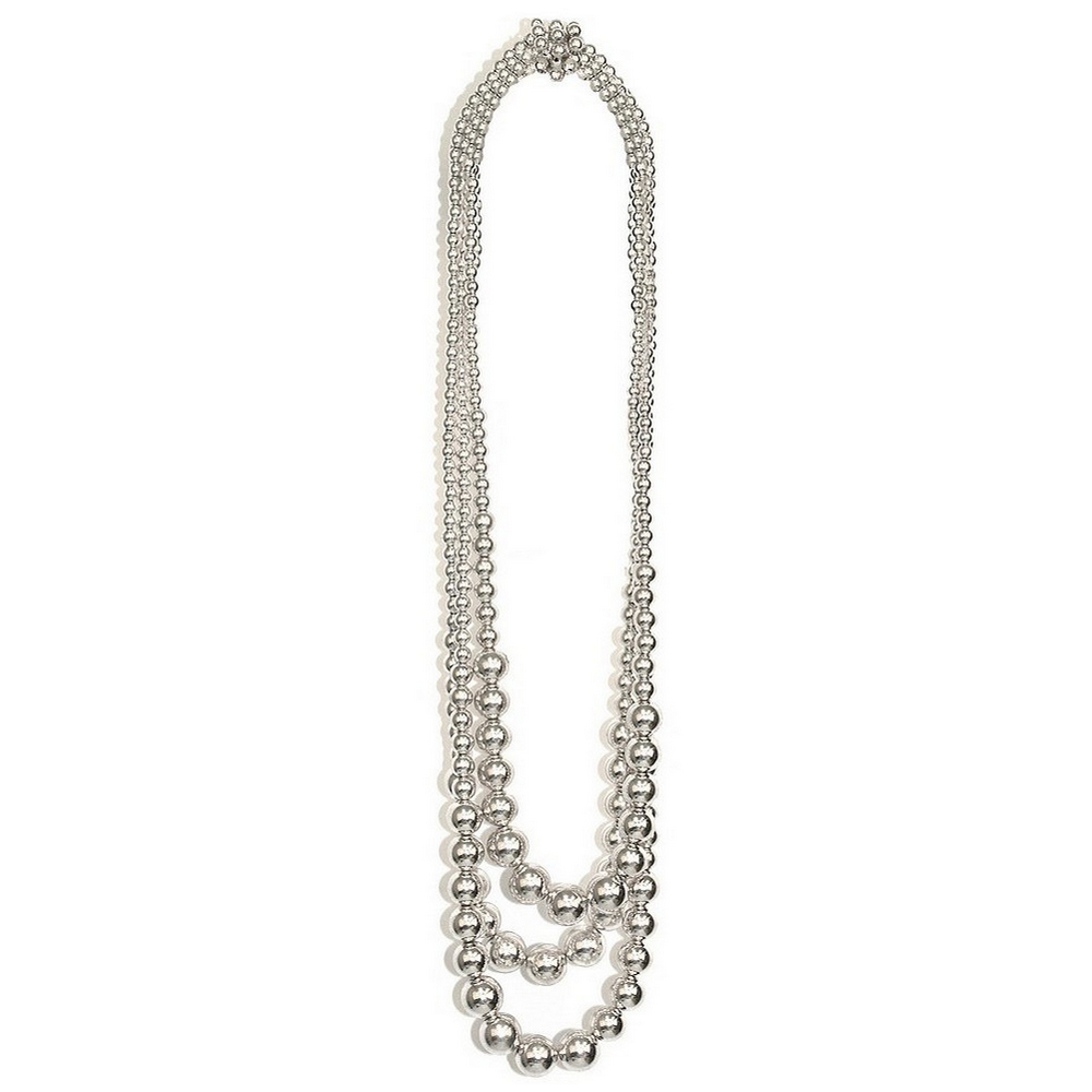 Necklace 3 strand silver bubble bead