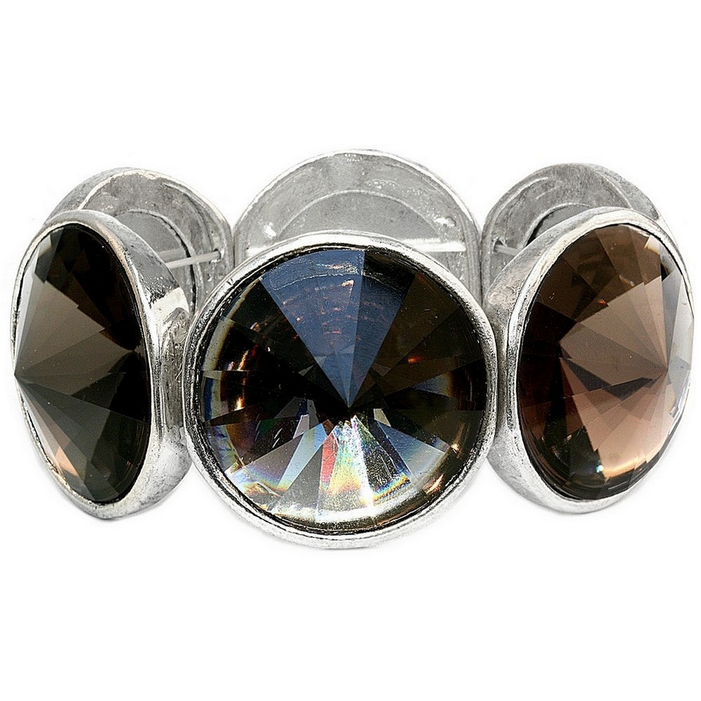Bracelet resin facet crystal 8 smoky cabachons