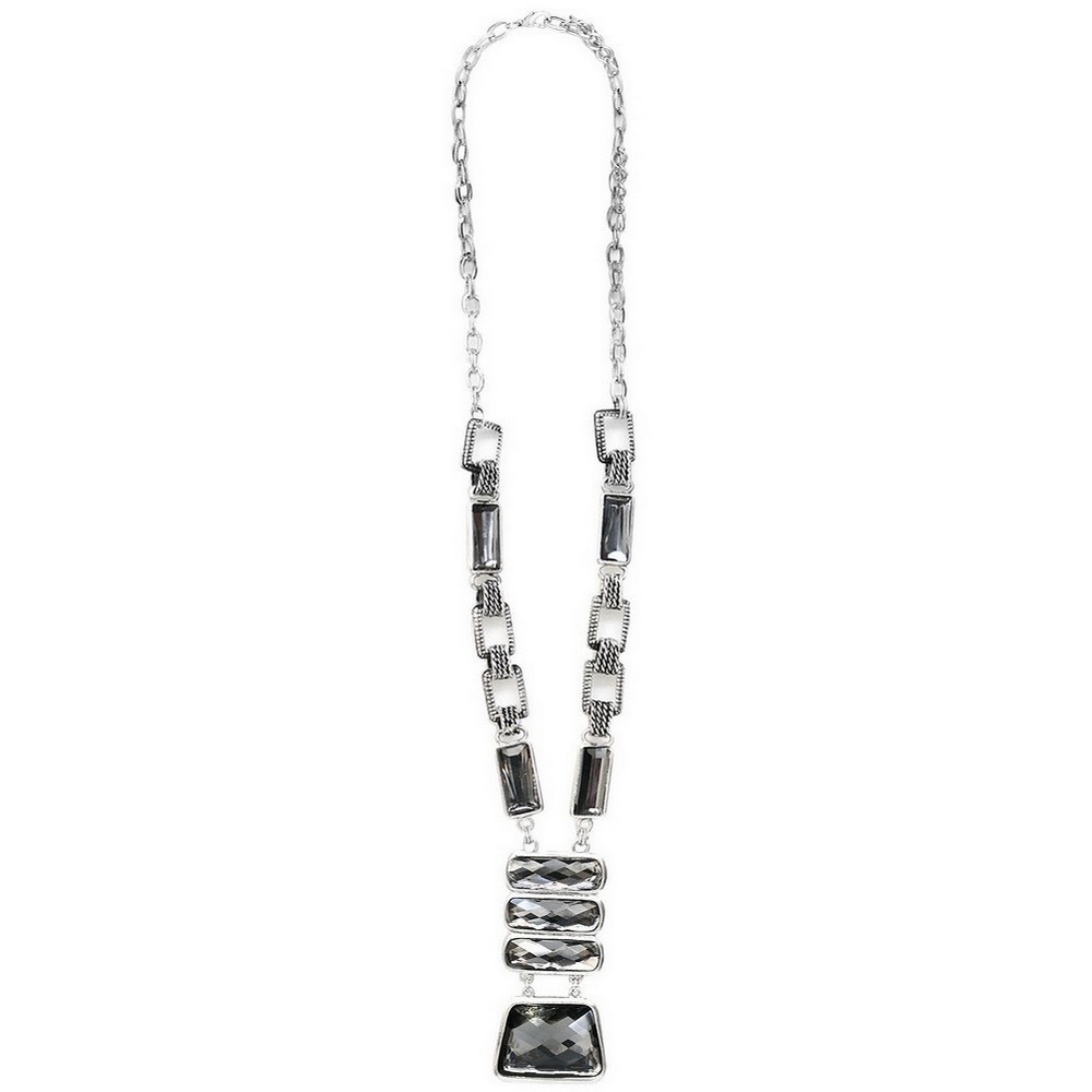 Necklace with a pendant resin facet crystal smoky array of 8