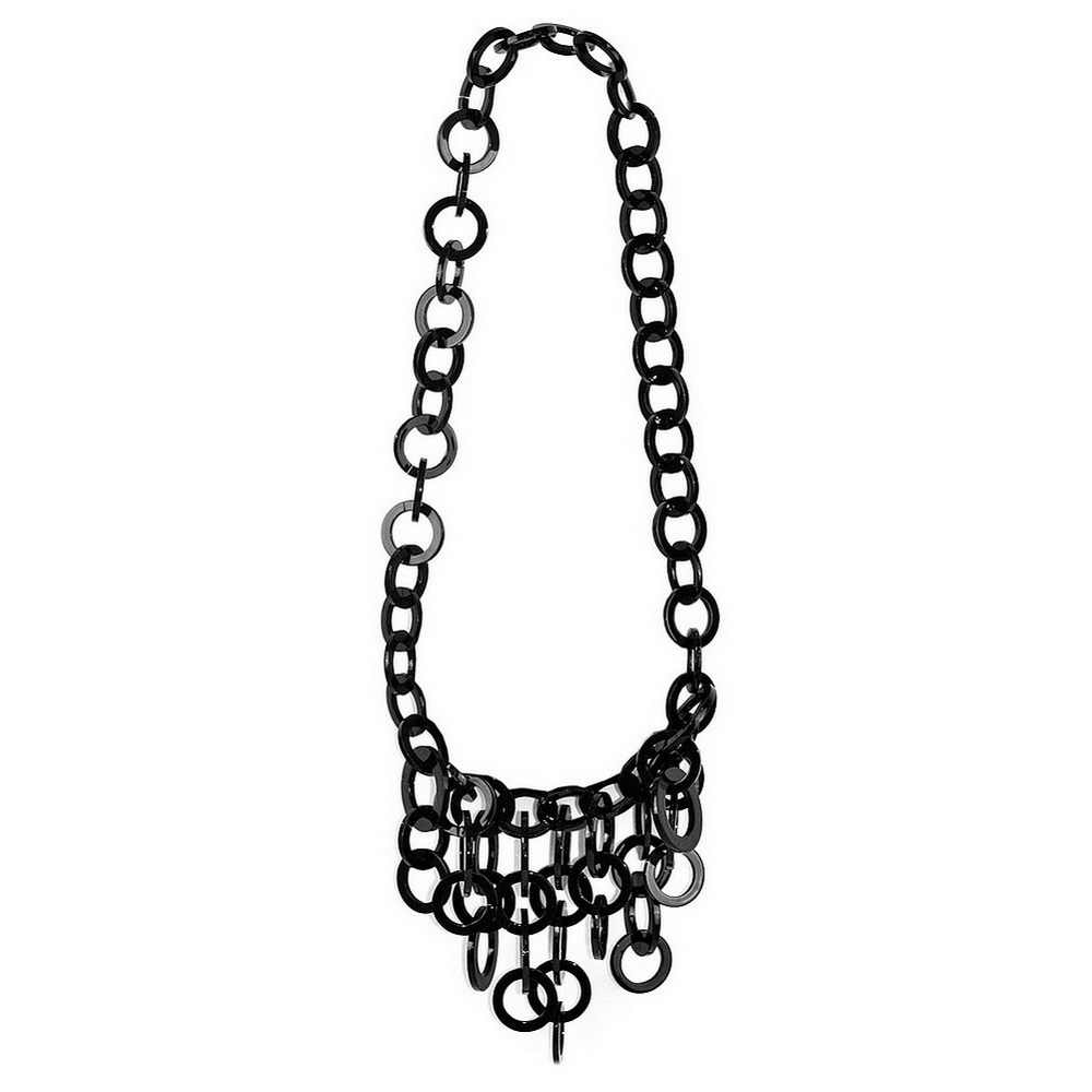Necklace acrylic chain black ring cluster