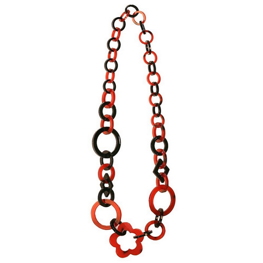 Necklace chain acrylic chain red & black graphitti 80cm
