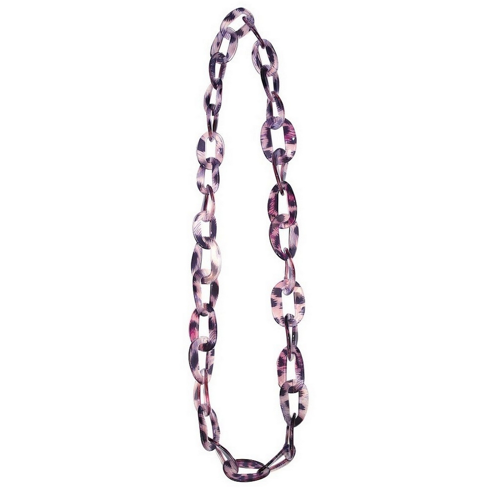 Necklace acrylic chain amethyst print 80cm