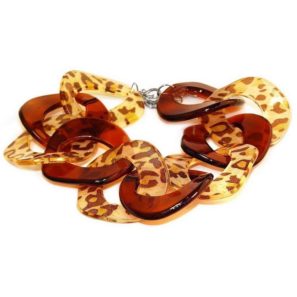 Bracelet acrylic chain amber animal print