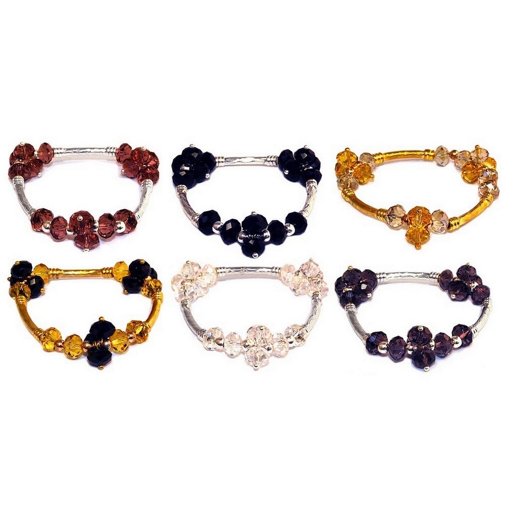 Bracelet crystal glass faceted cluster - 3 links