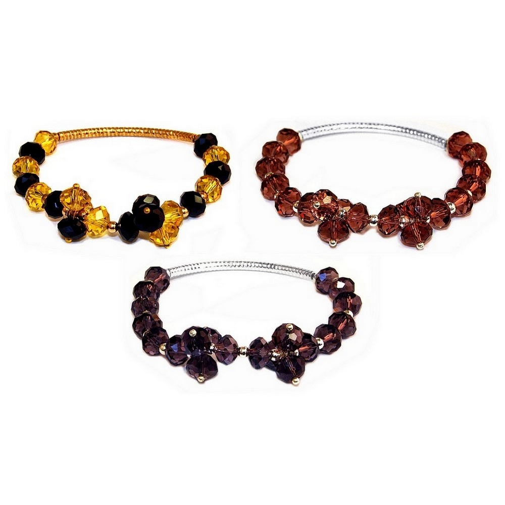 Bracelet crystal glass faceted cluster & linked