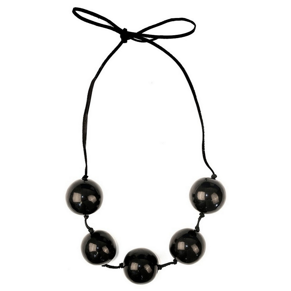 Necklace resin 34mm rounded bead black