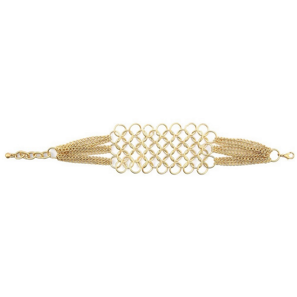 Bracelet chain mail round link gold 21cm