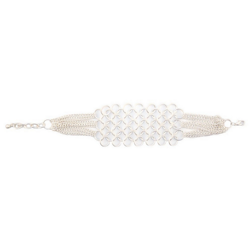 Bracelet chain mail round link silver 21c