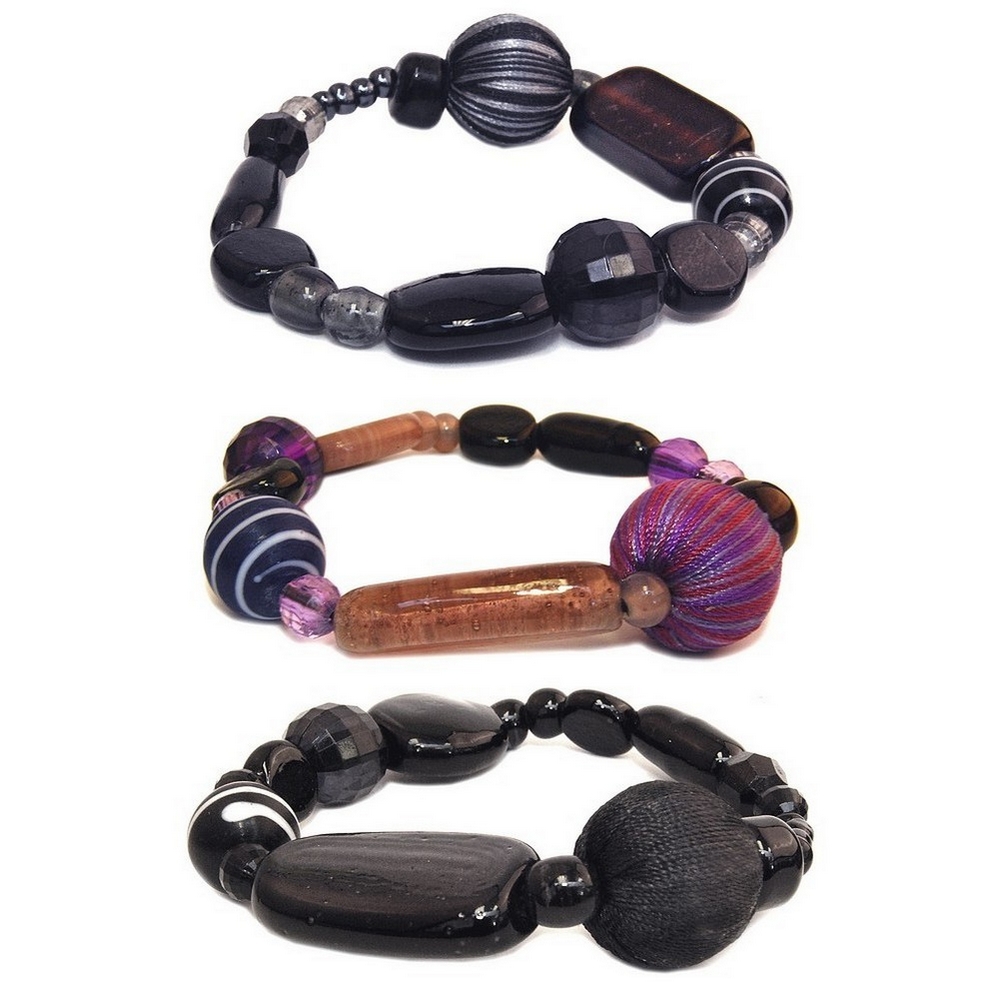 Bracelet glass satin ball & mixed bead