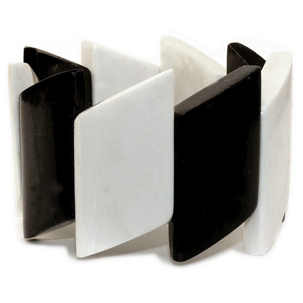 Bracelet bone rhombic black & white
