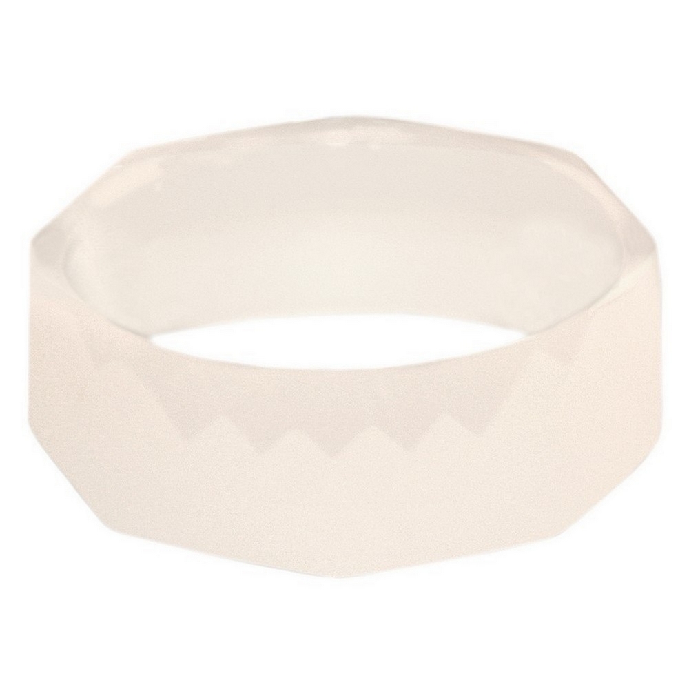 Ring ceramic raised facet band white