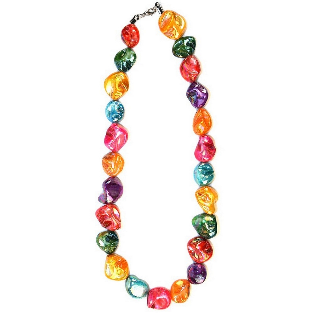 Bead string necklace shell sugar lustre nugget 48cm