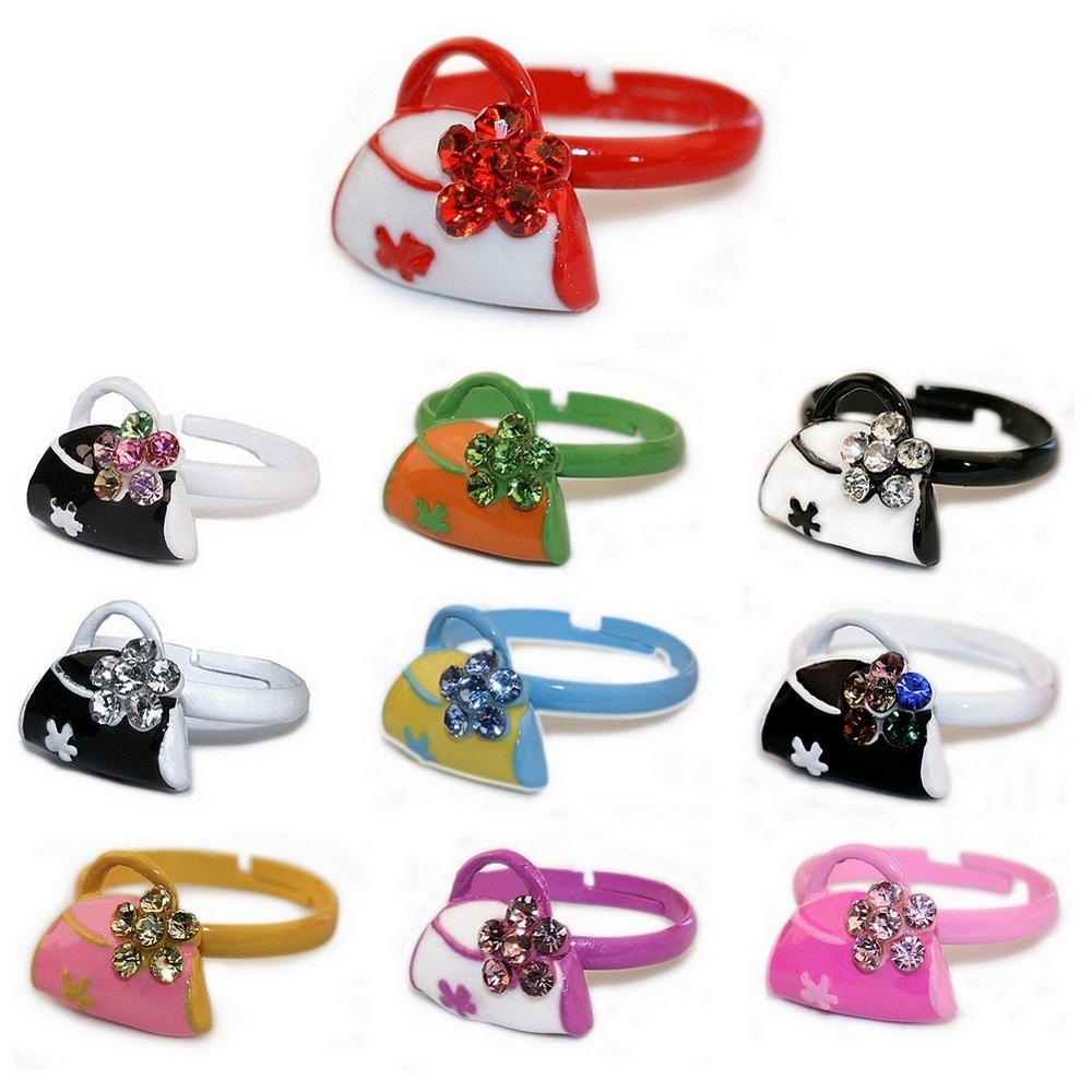 Ring crystal glass coloured bag