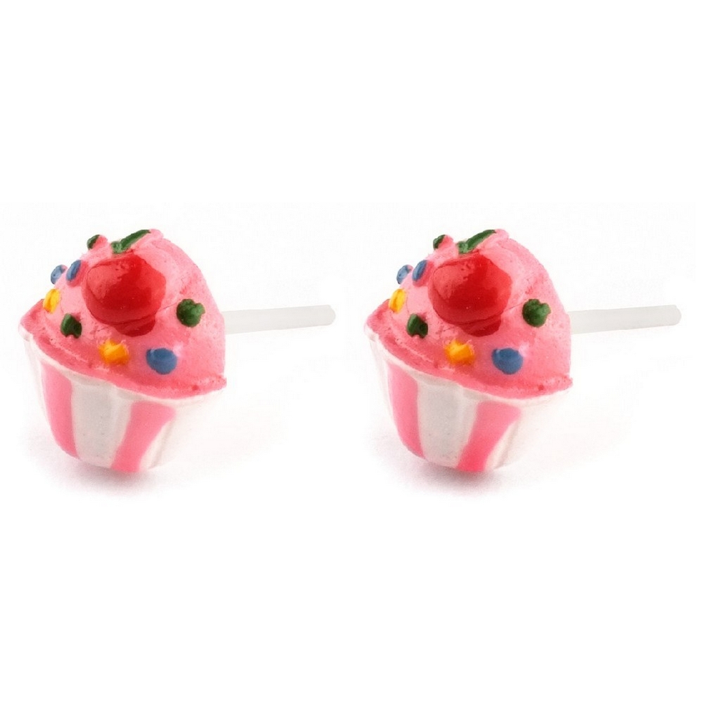 Stud earring resin mini cakes 8mm - Image 2