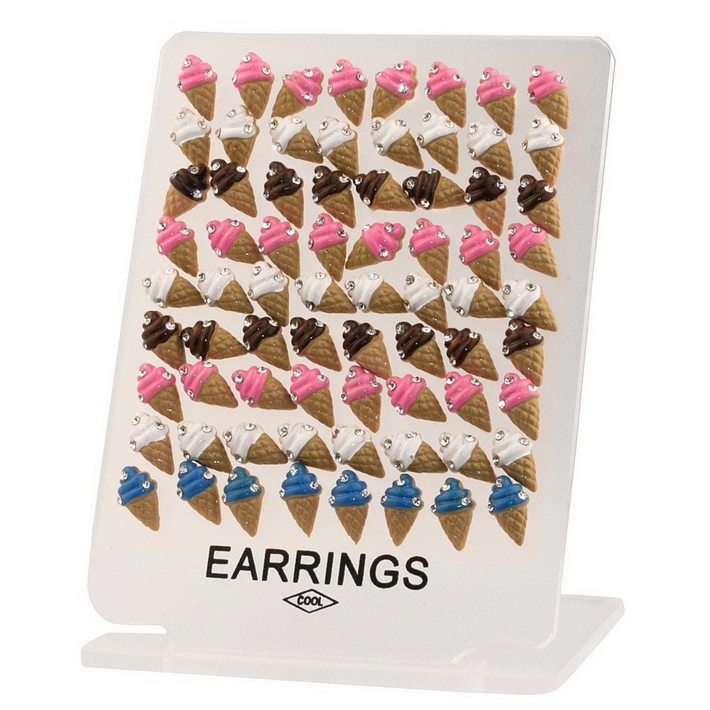 Stud earring resin & crystal glass jewelled ice-cream cone