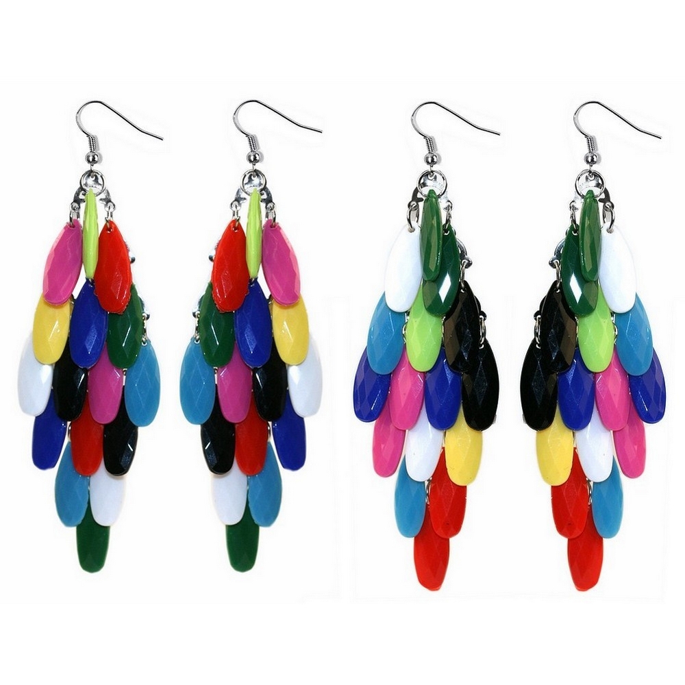 Drop earring resin rainbow waterfall