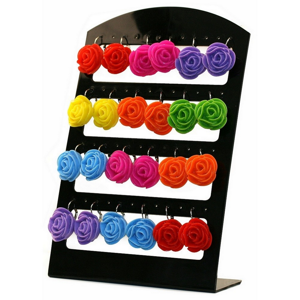Drop earring resin rose
