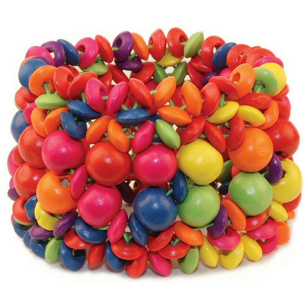 Bracelet wood stretch mix rainbow bead