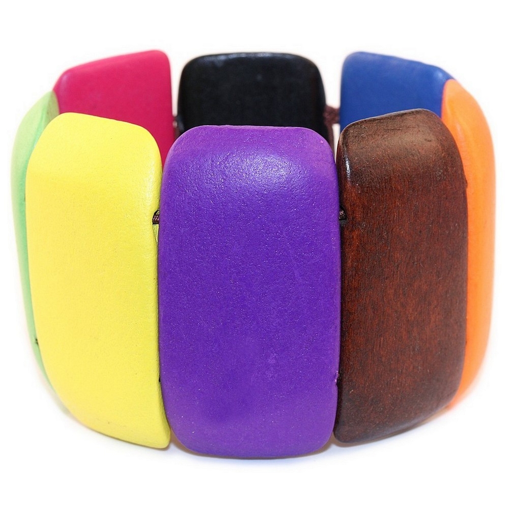 Bracelet wood multi coloured cuff