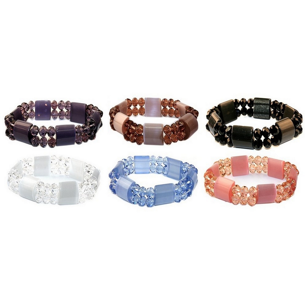 Bracelet crystal glass & cats eye