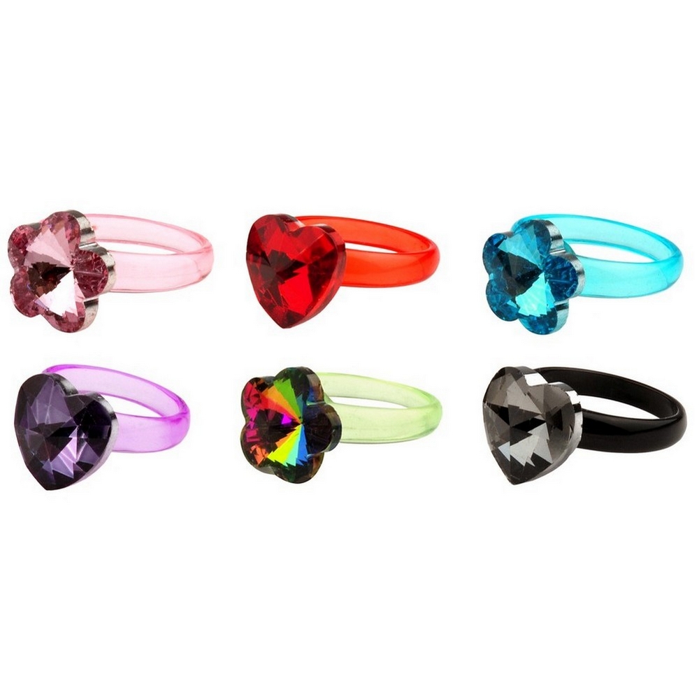 Ring resin facet gem hearts & flowers