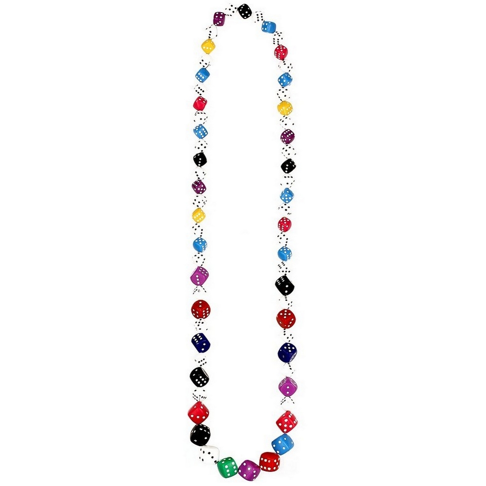 Bead string necklace resin lucky dice multi-coloured