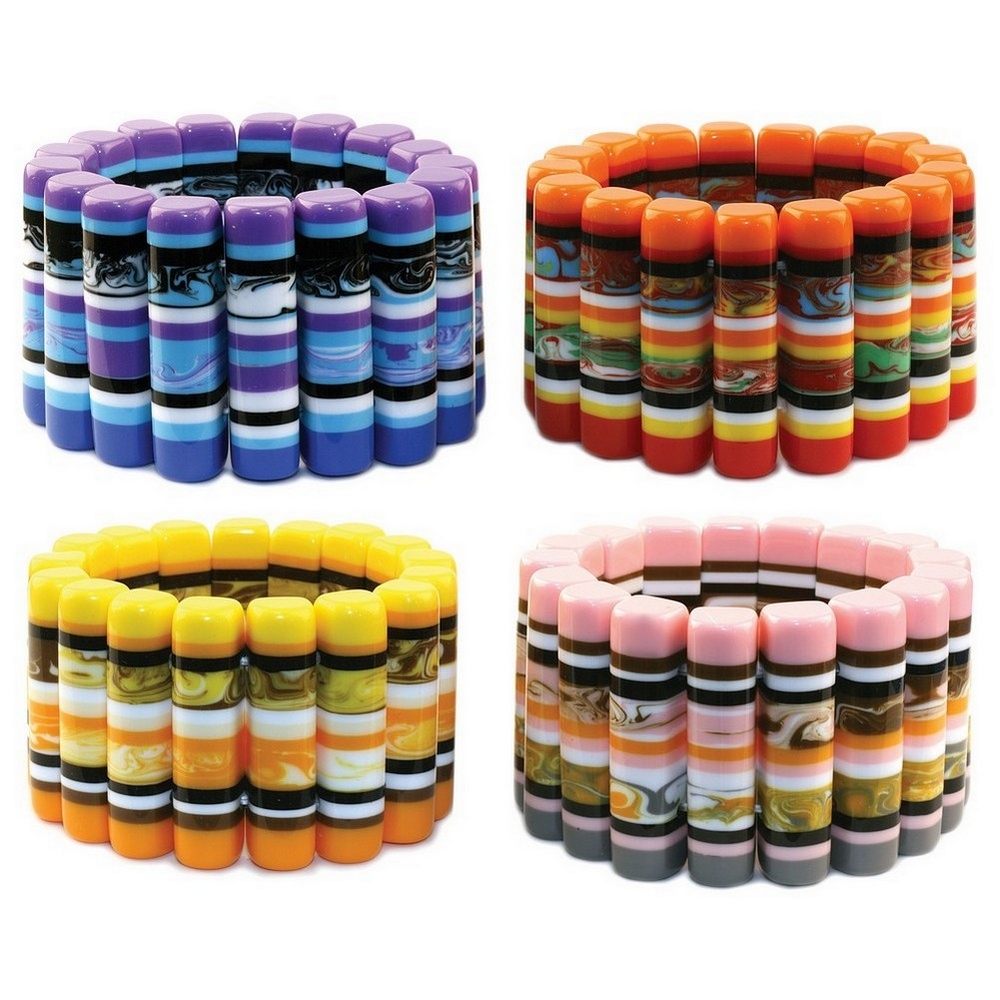 Bracelet resin geometric stripe cuff