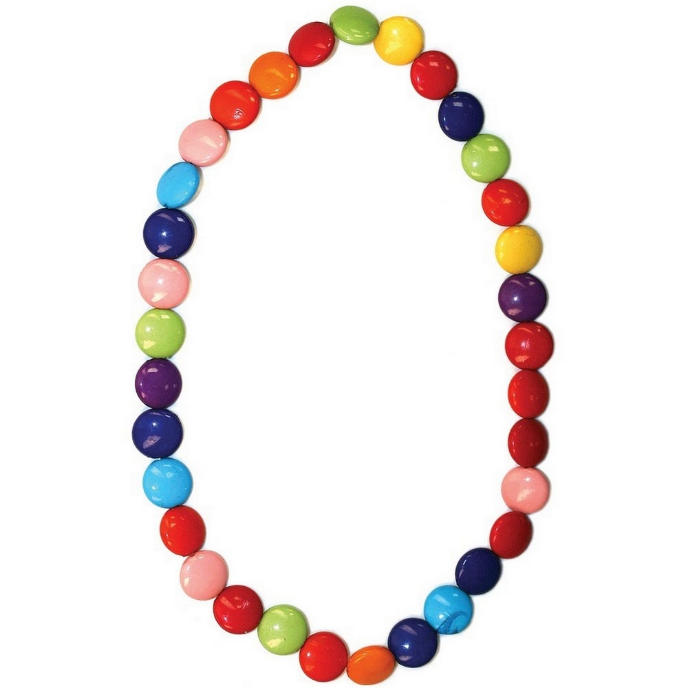 Bead string necklace resin smartie or m&m shaped beads elasticated