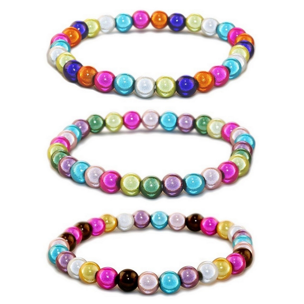 Bracelet resin multi-coloured magic beads elasticated assorted colours