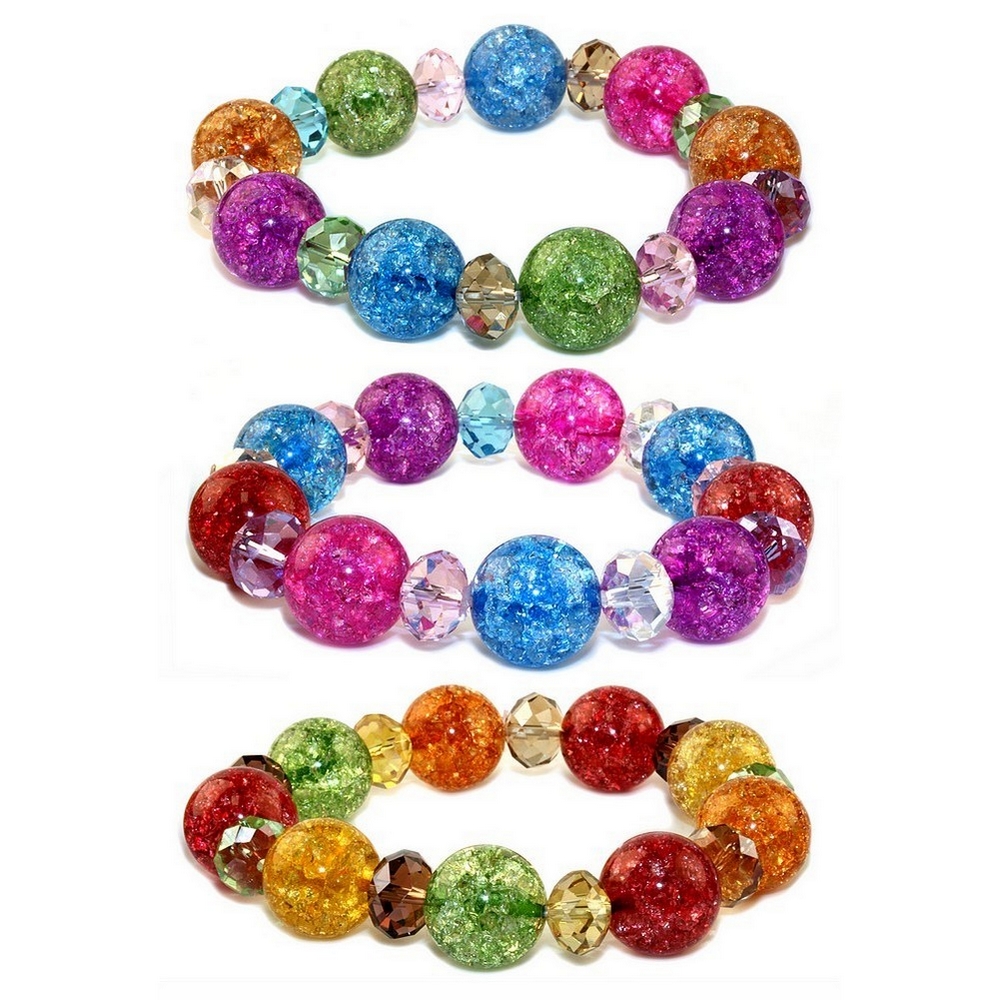 Bracelet crystal glass & quartz multi-coloured