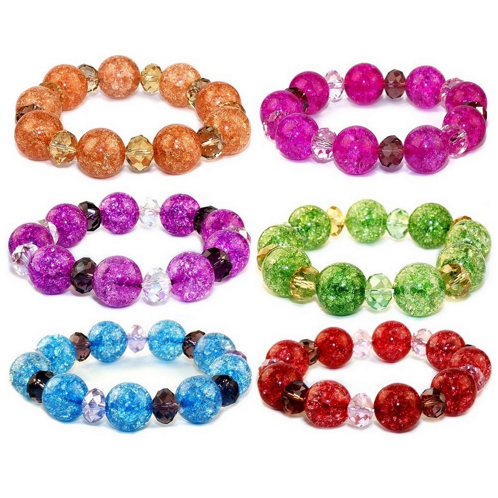 Bracelet crystal stone crazed quartz self-coloured