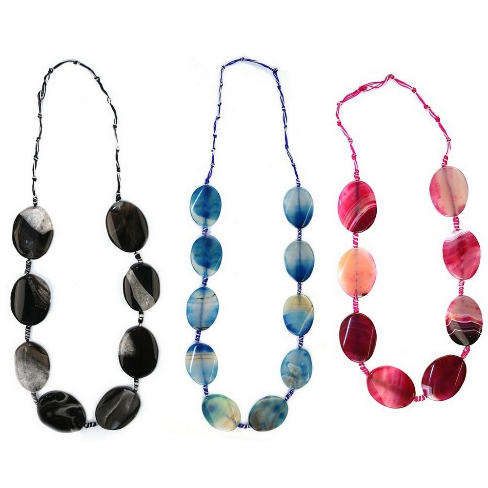 Necklace stone polished