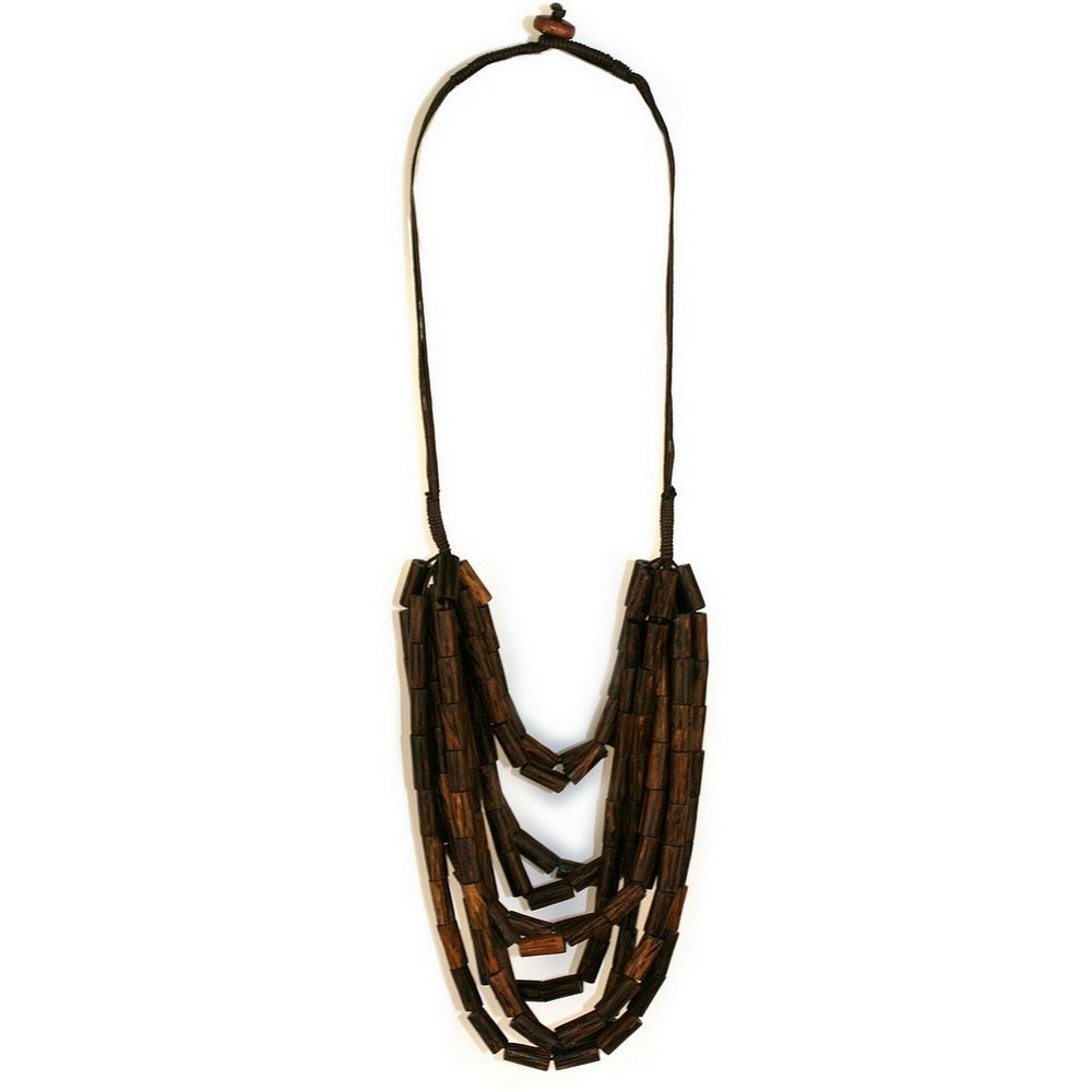 Necklace coconut & wood 10 strand