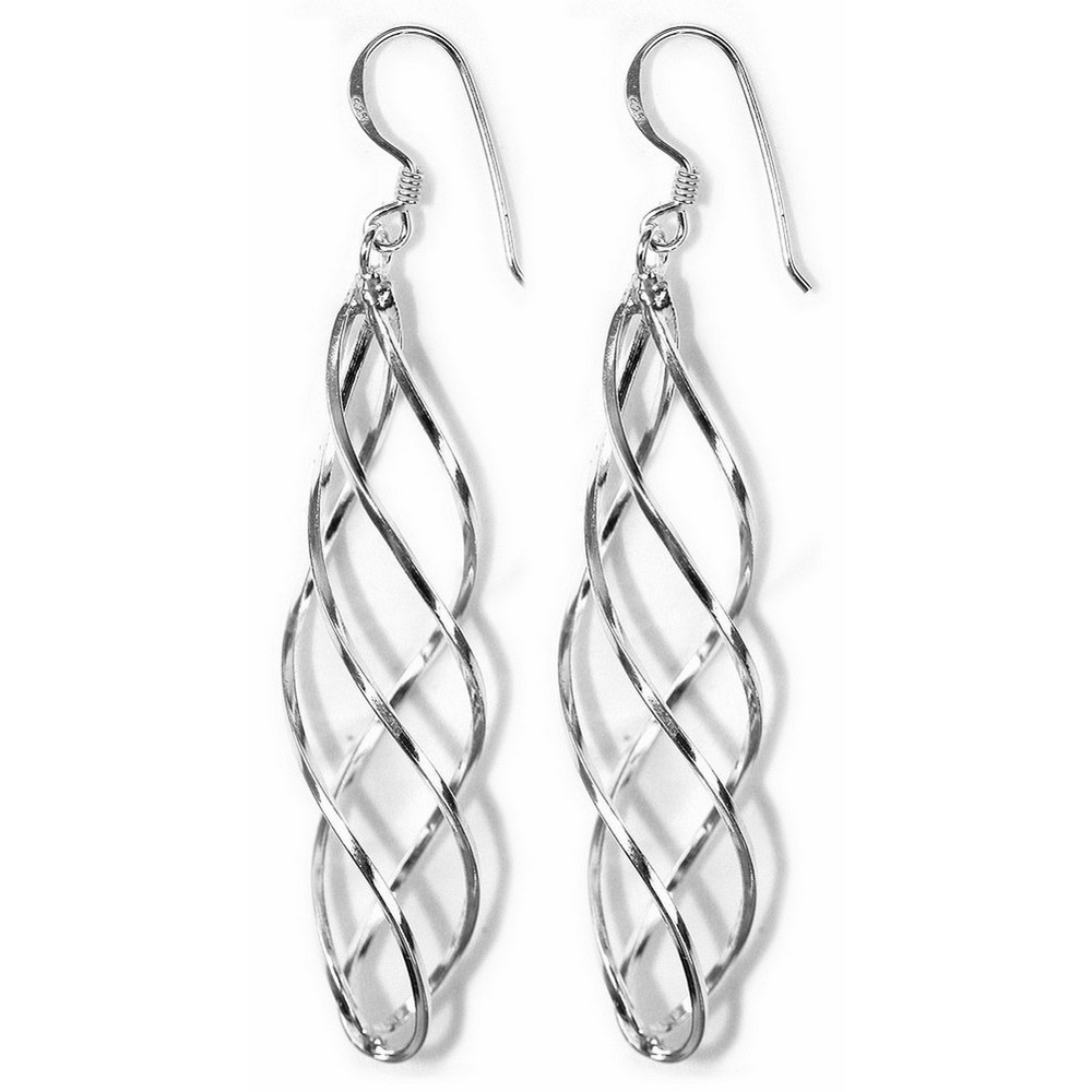 Drop earring 925 silver long twist 51mm