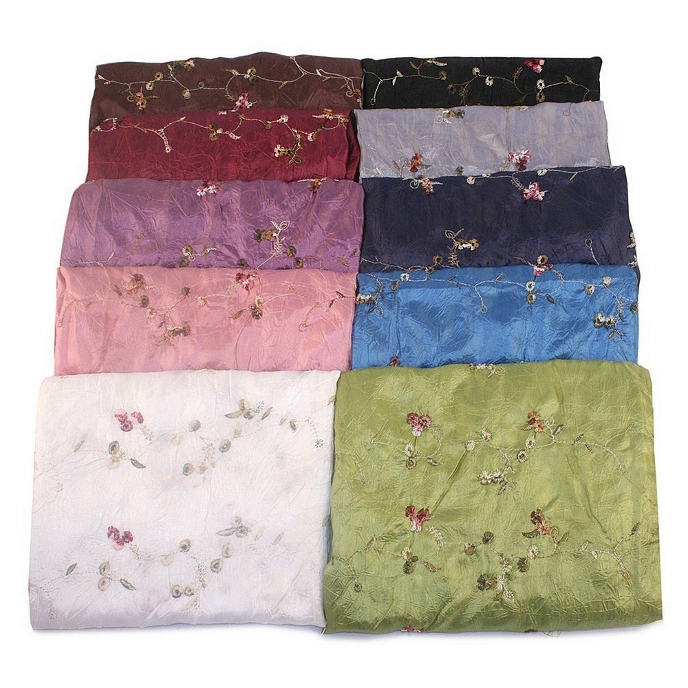Scarf satin embroidered flower