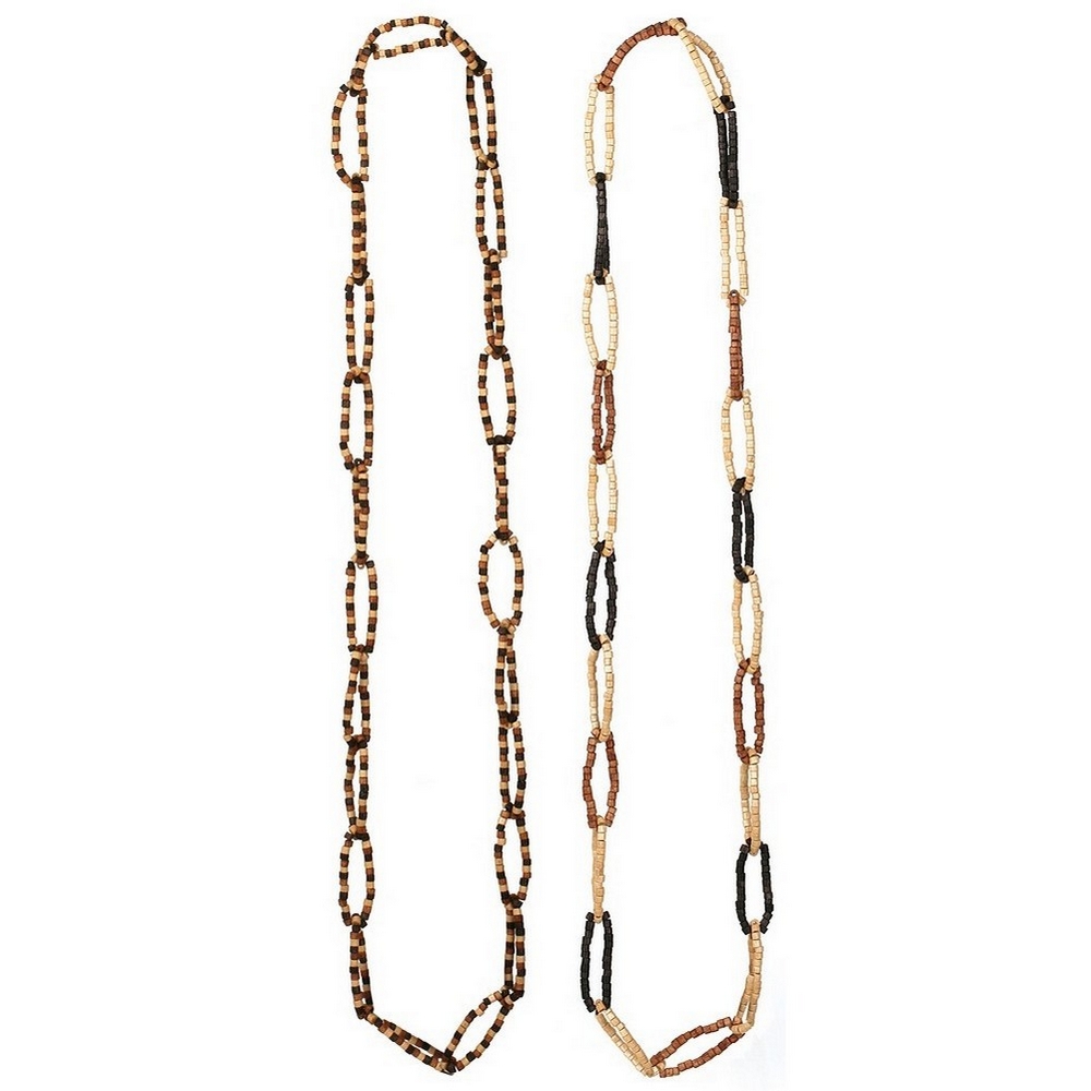 Bead string necklace wood bead links 100cm