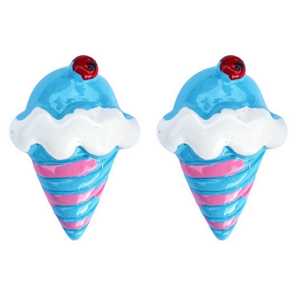 Stud earring resin café cool  ice cream cone blue