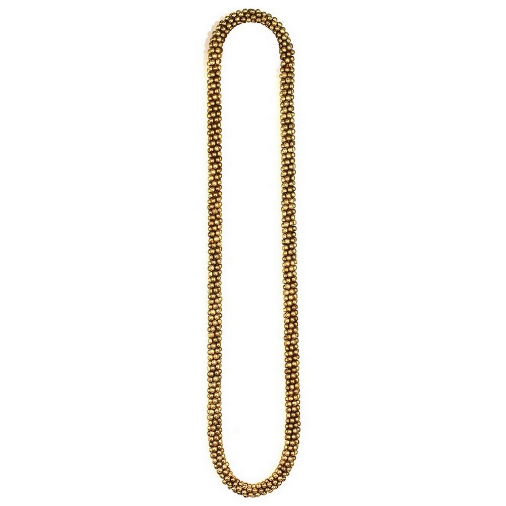 Bead string necklace full ball roll on gold