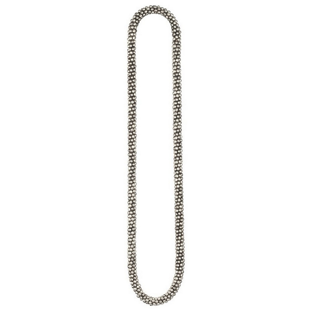Bead string necklace full ball roll on silver