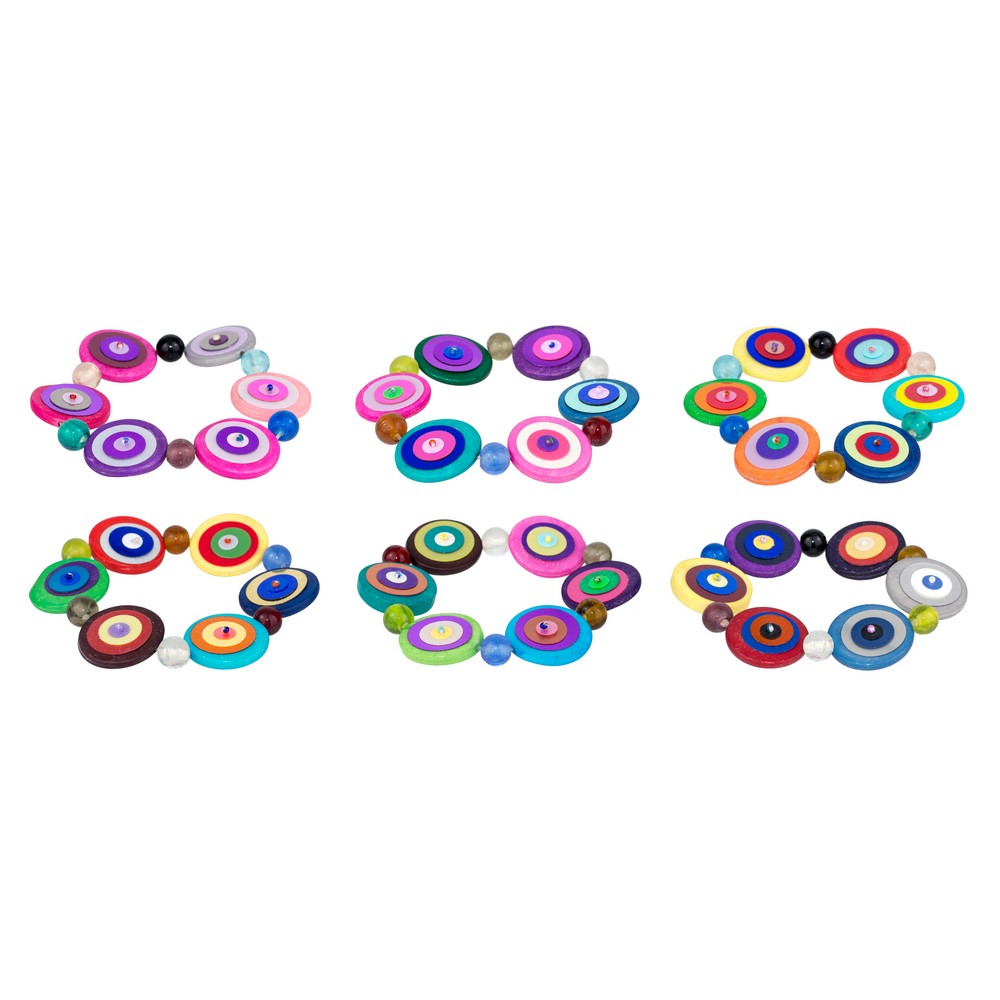 Bracelet resin & sequin concentric discs multicoloured