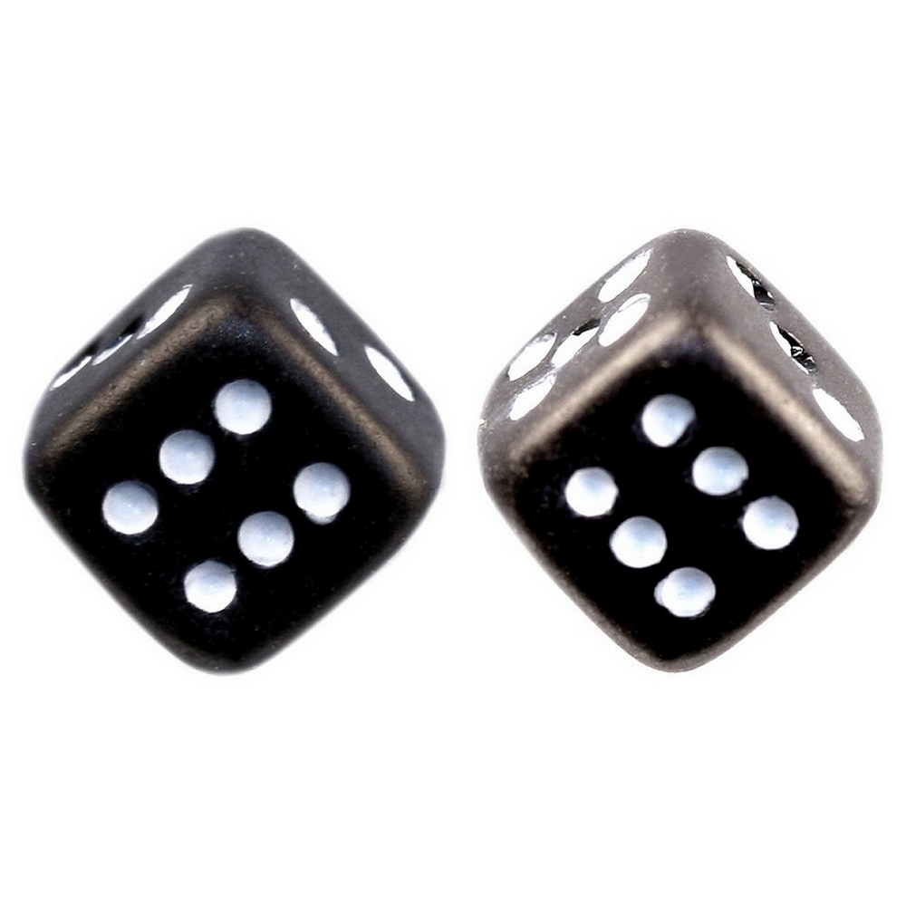 Stud earring resin lucky dice black