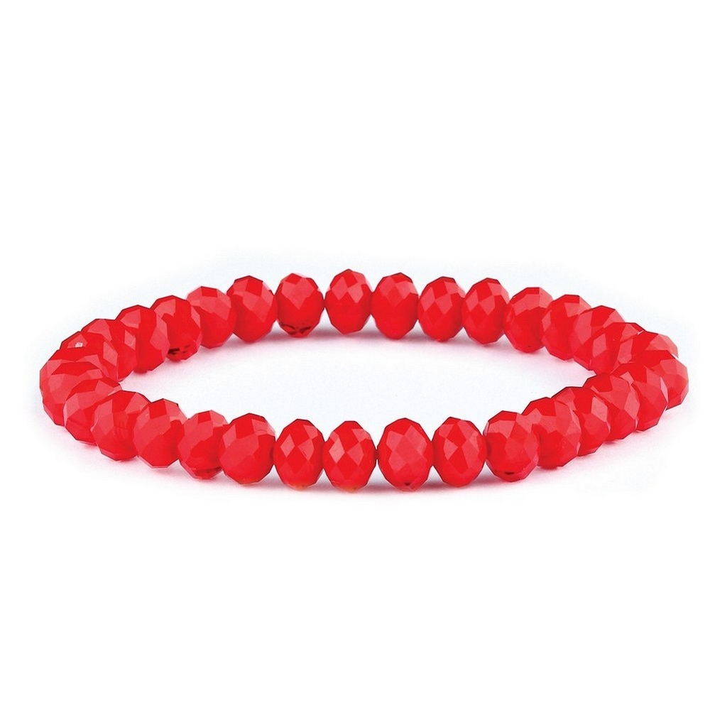 Bracelet crystal glass 8 mm faceted beads red