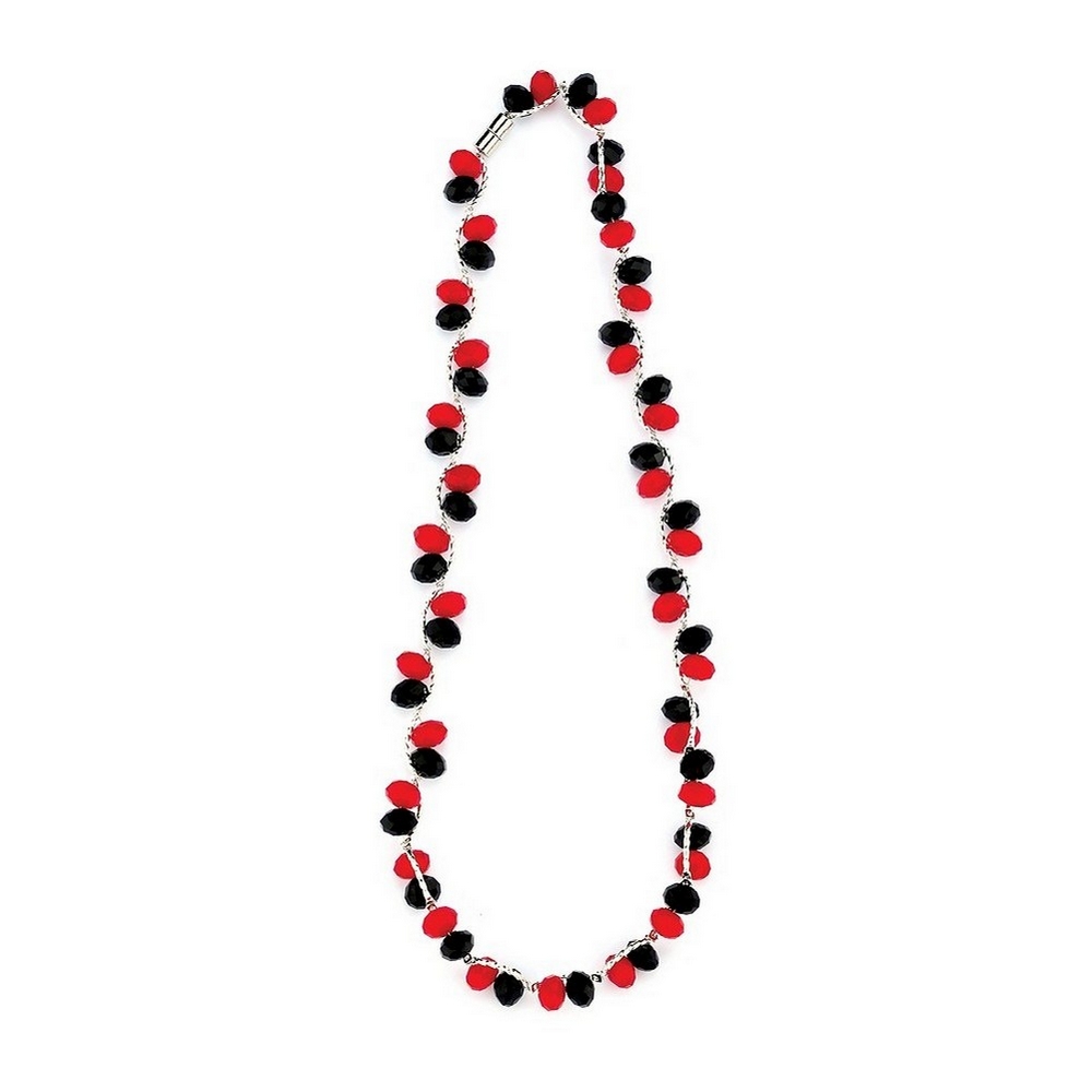 Bead string necklace crystal glass faceted bead 56cm black & red