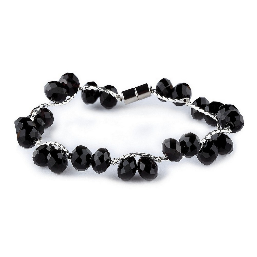 Bracelet crystal glass faceted black bead