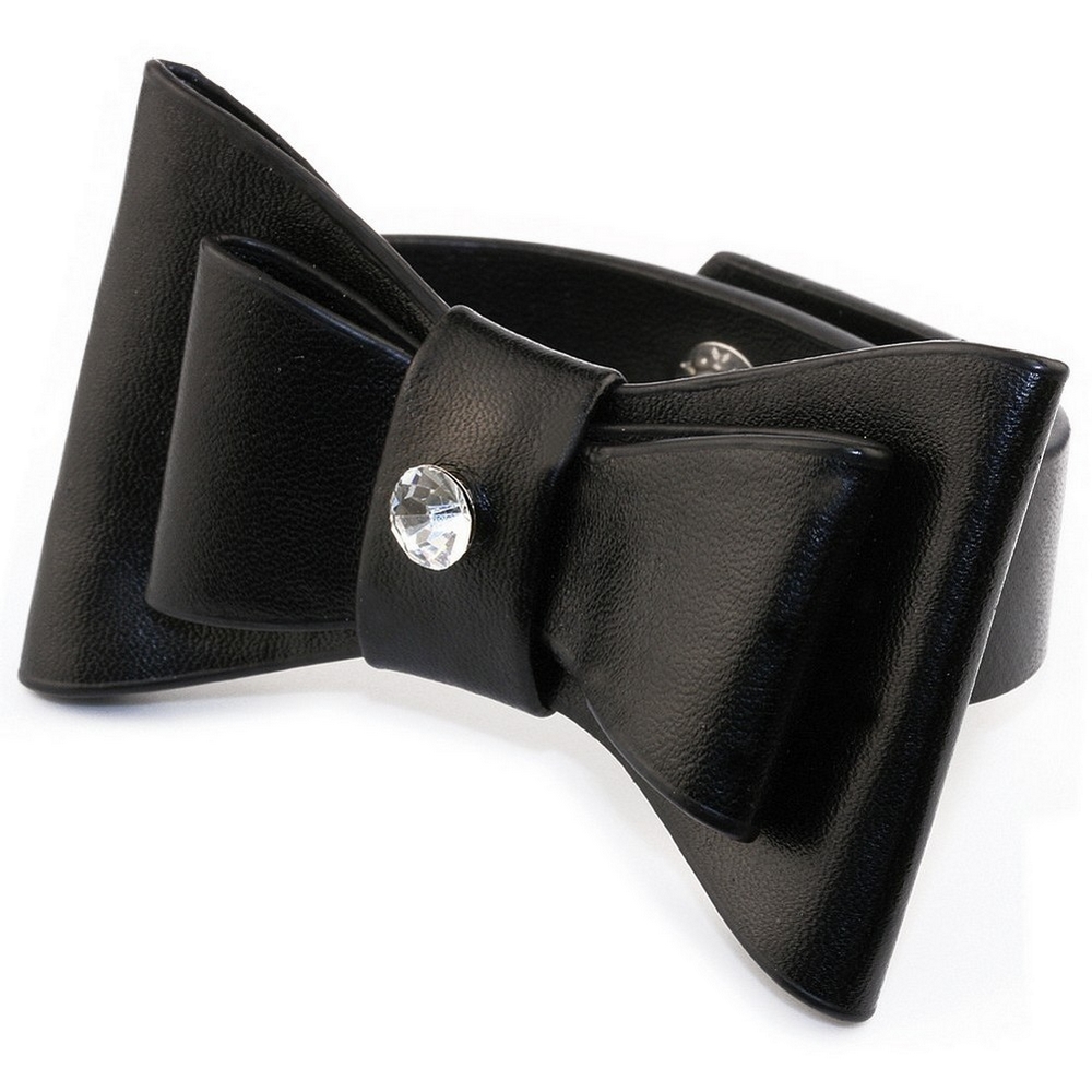 Bangle crystal glass bow 48.5mm black