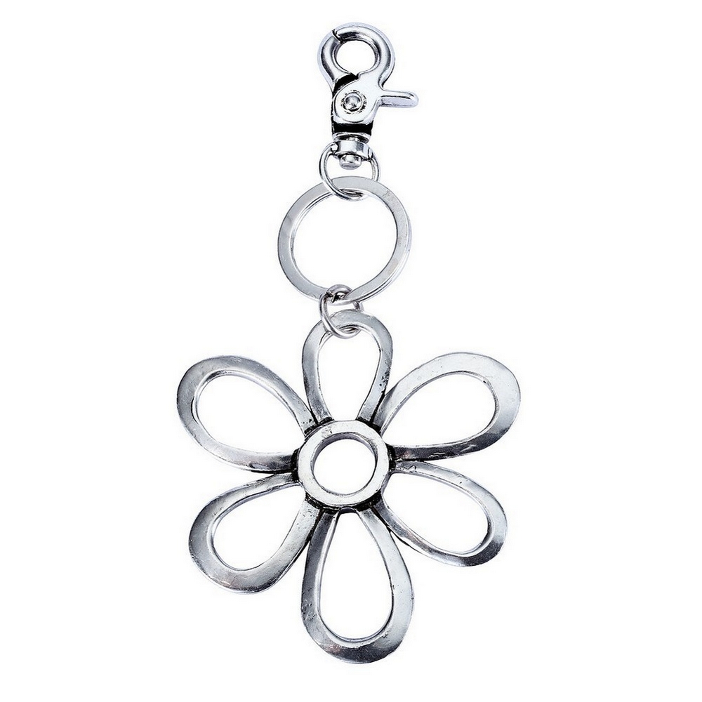 Keyring flower 15cm silver