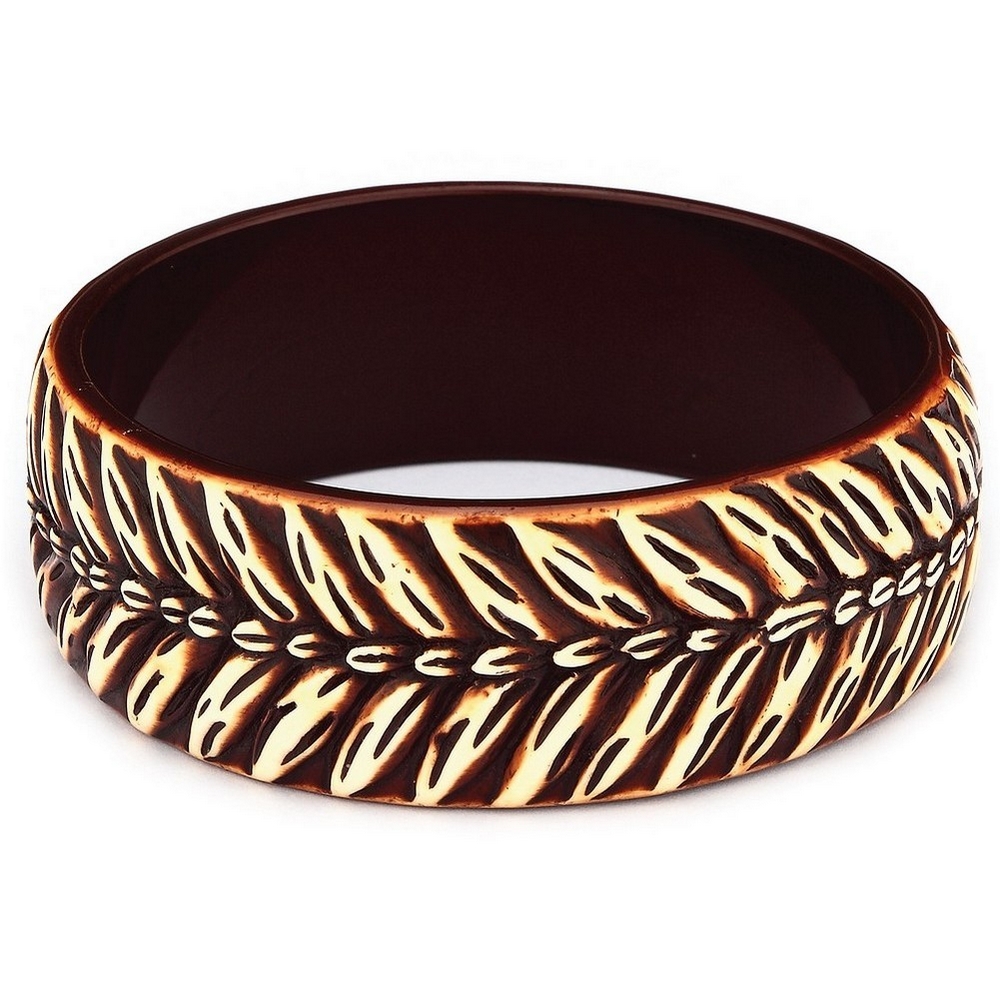 Bangle resin tribal print brown