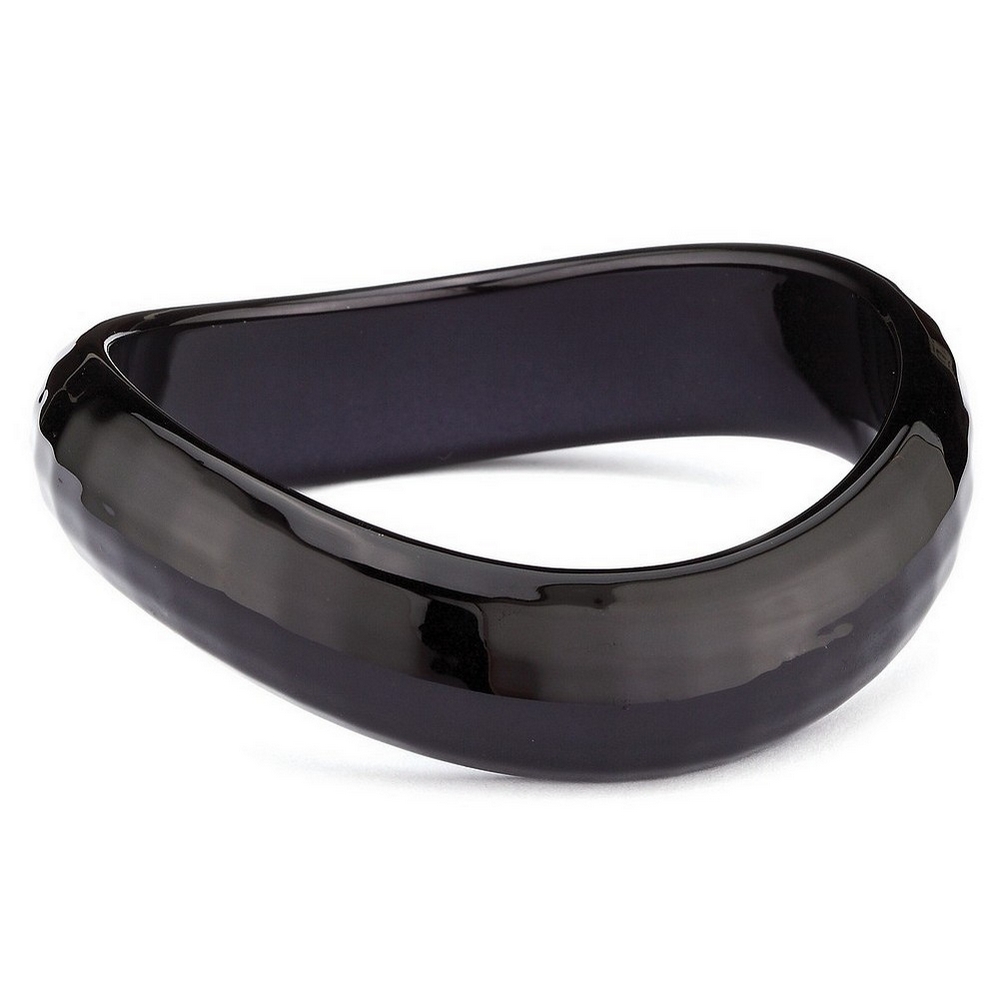 Bangle acrylic faceted wave black