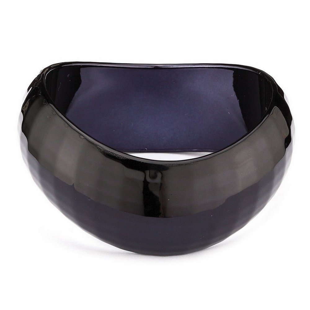 Bangle acrylic facet black wave 30mm